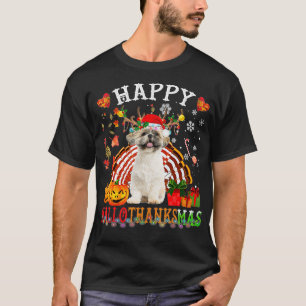 T-shirt Halloween Thanksgiving Noël Shih Tzu HalloTha