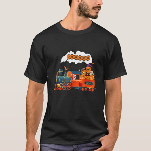 T-shirt Halloween Train Boo Funny Ghost Pumkin Ki (Devant)