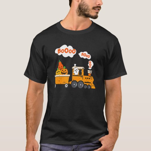 T-shirt Halloween Train Boo Funny Ghost Pumkin Ki (Devant)
