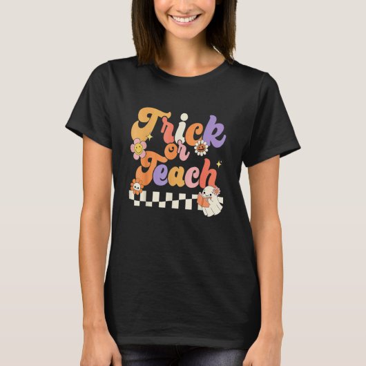 T-shirt Halloween Trick Or Teach Rétro Prof Hipp (Devant)