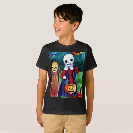 T-shirt Halloween Trick ou Traitements (Devant entier)
