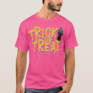 T-shirt Halloween Tricoter ou traiter I Halloween Chat noi