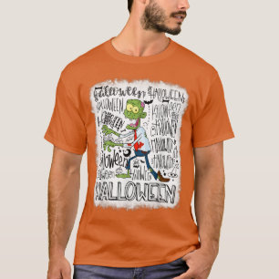 T-shirt Halloween Typographie Drôle Zombie Bleached Happy