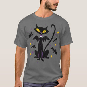 T-shirt Halloween Vampire Cat Mid Century Retro les années