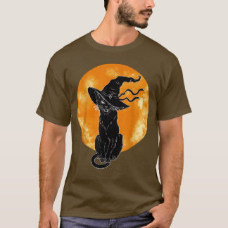 T-shirt Halloween vintage Cat noir costume sorcière Ha