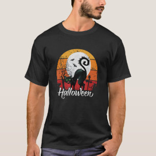T-shirt Halloween vintage Cat noir costume sorcière Ha