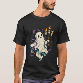 T-Shirt Halloween Vintage Fantôme aux Chandelles