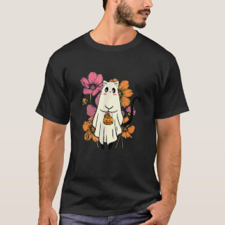 T-shirt Halloween vintage Fantôme Chat Halloween Graphique