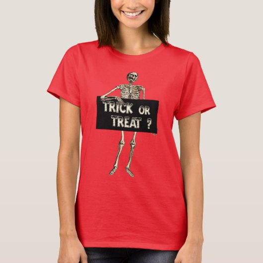 T-shirt Halloween vintage, squelette ou traitement (Devant)