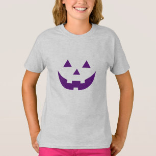 T-shirt Halloween violet Jack-o'-lantern citrouille visage