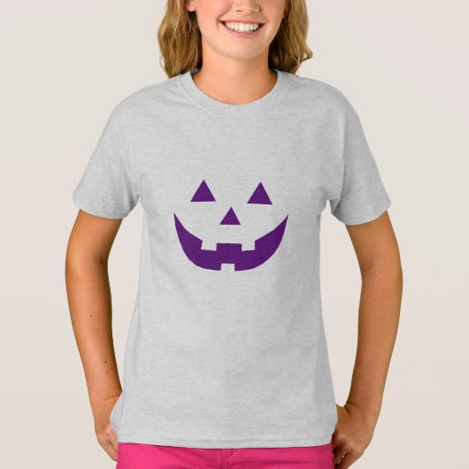 T-shirt Halloween violet Jack-o'-lantern citrouille visage (Devant)