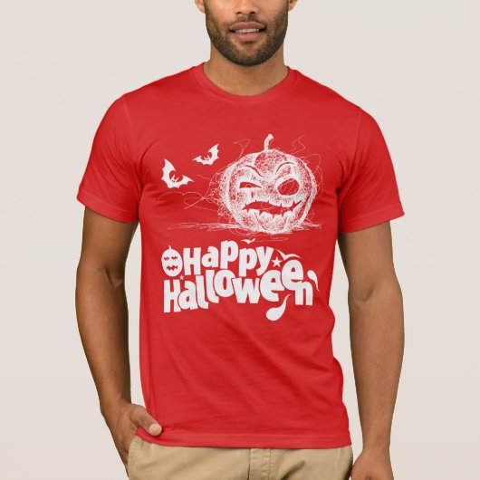T-shirt Halloween Visage Citrouille Pour Hommes Costume (Devant)