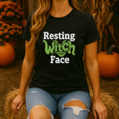 T-shirt Halloween visage de la sorcière de repos