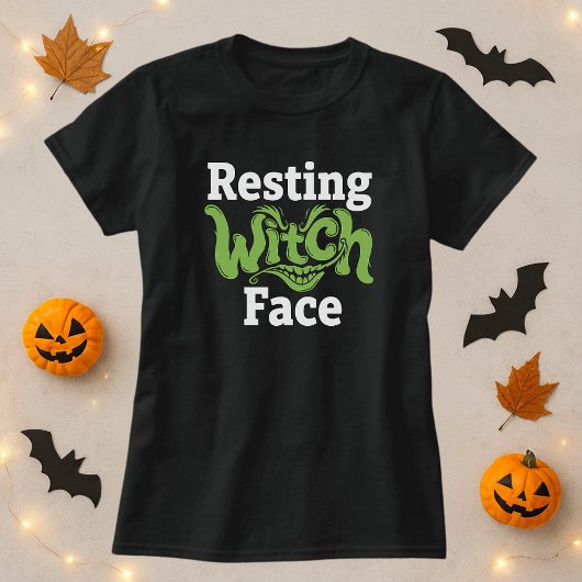 T-shirt Halloween visage de la sorcière de repos
