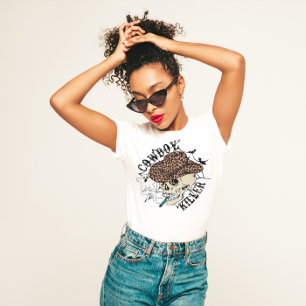 T-SHIRT HALLOWEEN WESTERN THEME COWBOY KILLER   👻 🕸 💀