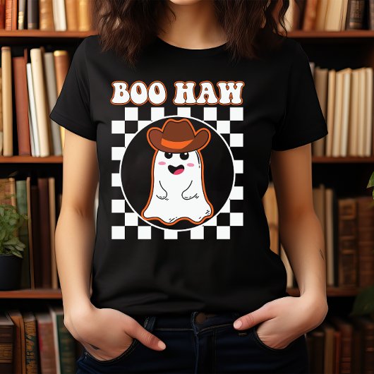 T-SHIRT HALLOWEEN WILD WEST BOO HAW CUTE COWBOY GHOST