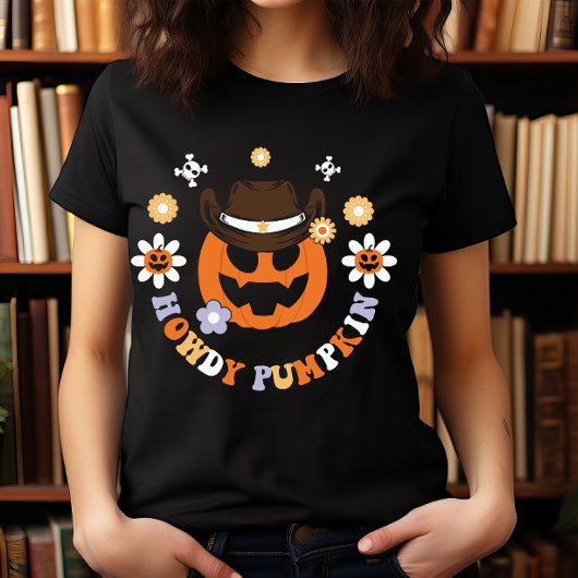 T-SHIRT HALLOWEEN WILD WEST HOWDY CITROUILLE COWBOY