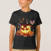 T-shirt Halloween Witch Citrouille White Ghost Bats Magie (Devant)