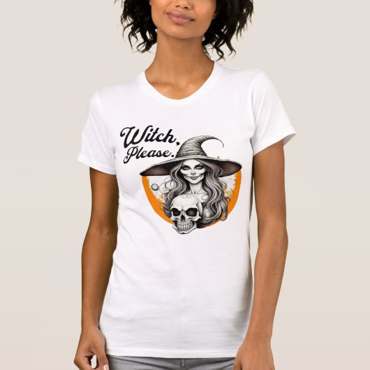 T-shirt Halloween Witch et Skeleton Witch S'il vous plaît (Devant)