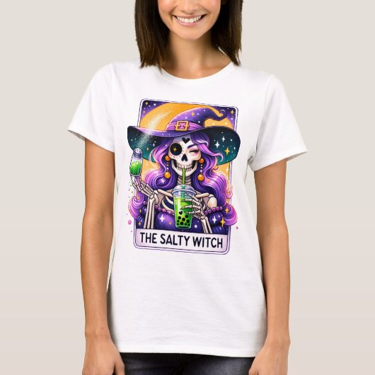 T-shirt Halloween Witch Skeleton (Devant)