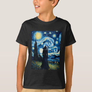 T-shirt Halloween Witch Starry Night Van Gogh Aesthétique