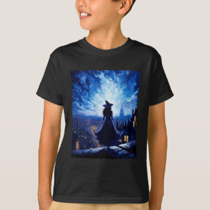 T-shirt Halloween Witch Starry Night Van Gogh Aesthétique