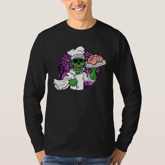 T-shirt Halloween Zombie Chef Chef Brain Kitchen (Devant)