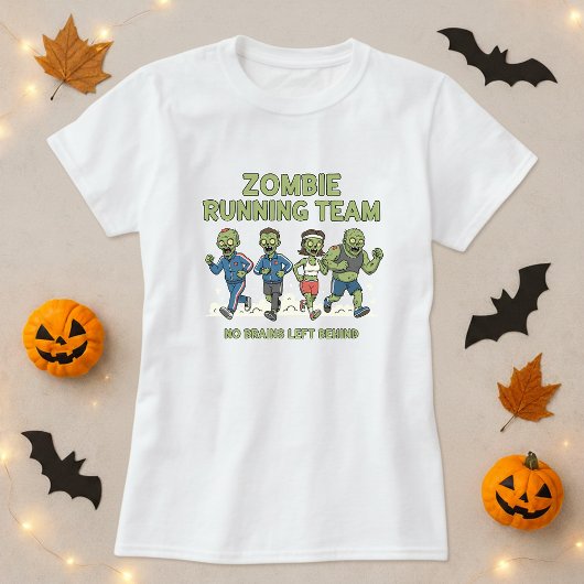 T-shirt Halloween Zombie Coureur d'équipe Tee; Aucun cerve