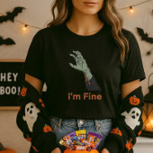 T-shirt Halloween Zombie Horreur main Je vais bien
