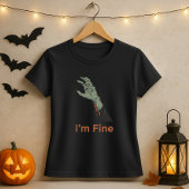 T-shirt Halloween Zombie Horreur main Je vais bien