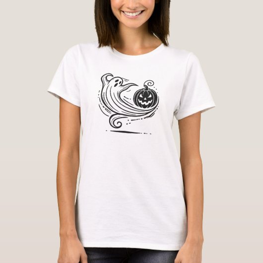 T-shirt Hallowen ghost design citrouille (Devant)