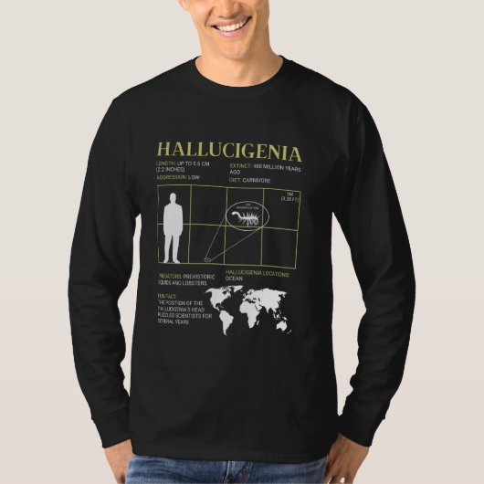T-shirt Hallucigenia Fossil Extinct Alien à l'oeil vers (Devant)