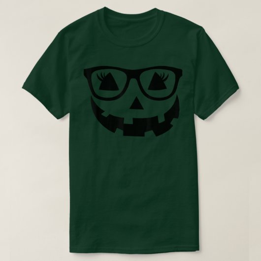 T-shirt Haloween Jackolantern Pumpkin Face Black Glasses W (Design devant)
