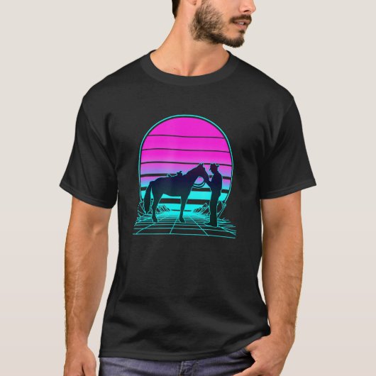 T-shirt Halter Cheval vintage Retro Sunset (Devant)