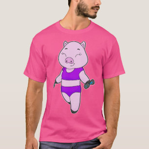 T-shirt Haltère de fitness pour porc 2