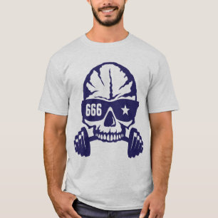T-shirt haltere tete de mort 666 musculation 5 bodybuildin