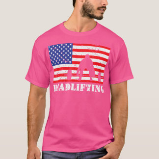 T-shirt Haltérophilie Distressed Drapeau Américain Usa Vin