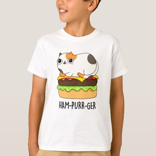 T-shirt Ham-Purr-Ger Funny Chat Hamburger Pun (Devant)
