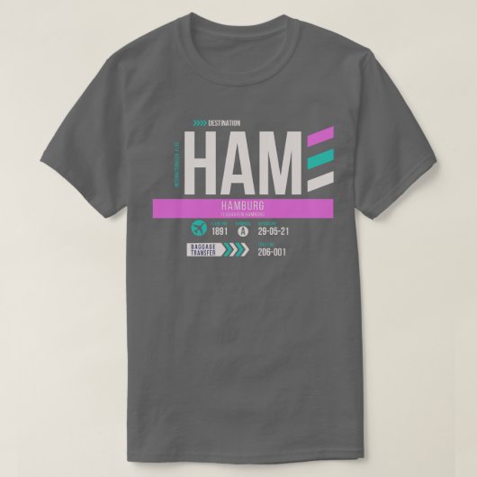 T-shirt Hambourg HAM Airport Code Bagages Balise 1 (Design devant)