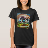 T-shirt Hamburger Chat Catburger Burger & Chat Hybrid Art (Devant)