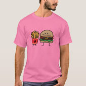 T-shirt Hamburger et Fries fast food bun junk frit chaud (Devant)