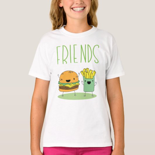T-shirt Hamburger et frites meilleur ami (Devant)