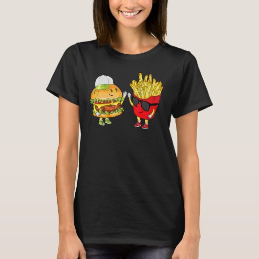 T-shirt Hamburger Fries High Cinq Cool Fun Combo Snacks Fu (Devant)