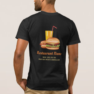 T-shirt Hamburger Hot Dog Restaurant Logo Et Texte Personn
