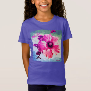 T-Shirt HAMbyWG - Hibiscus d'Hawaiin pourpre pour fille