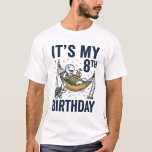 T-shirt Hammock Tortue pour 8ème Anniversaire Gravure Vint