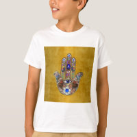Hamsa Coeurs Fleurs Opal Art sur Or