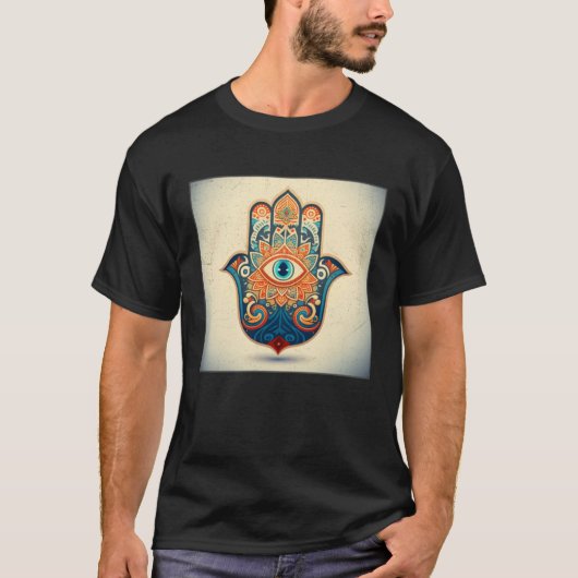 T-shirt Hamsa Hand Eye Illustration Lucky Unique Palm Wome (Devant)
