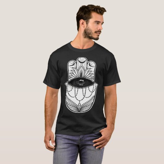 T-shirt Hamsa Hand Yogi Hand Hams Amulet Good Luck Charm B (Devant entier)