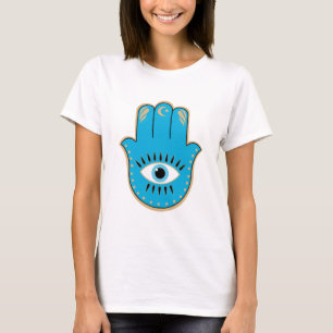 T-shirt Hamsa main Grec mal Oeil bleu